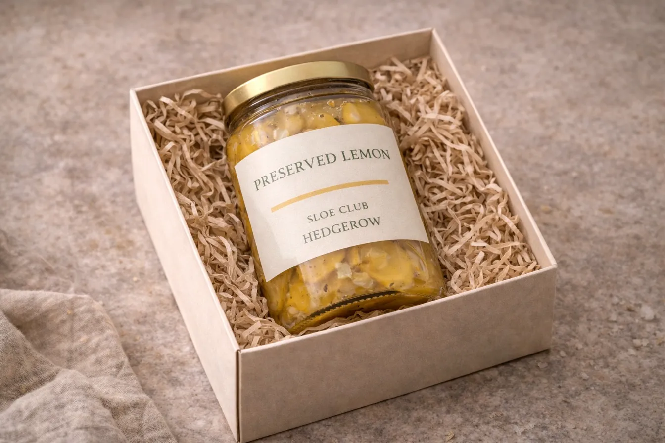Sloe Club house-preserved Sicilian lemons in glass jar with gold lid, Classic 300g