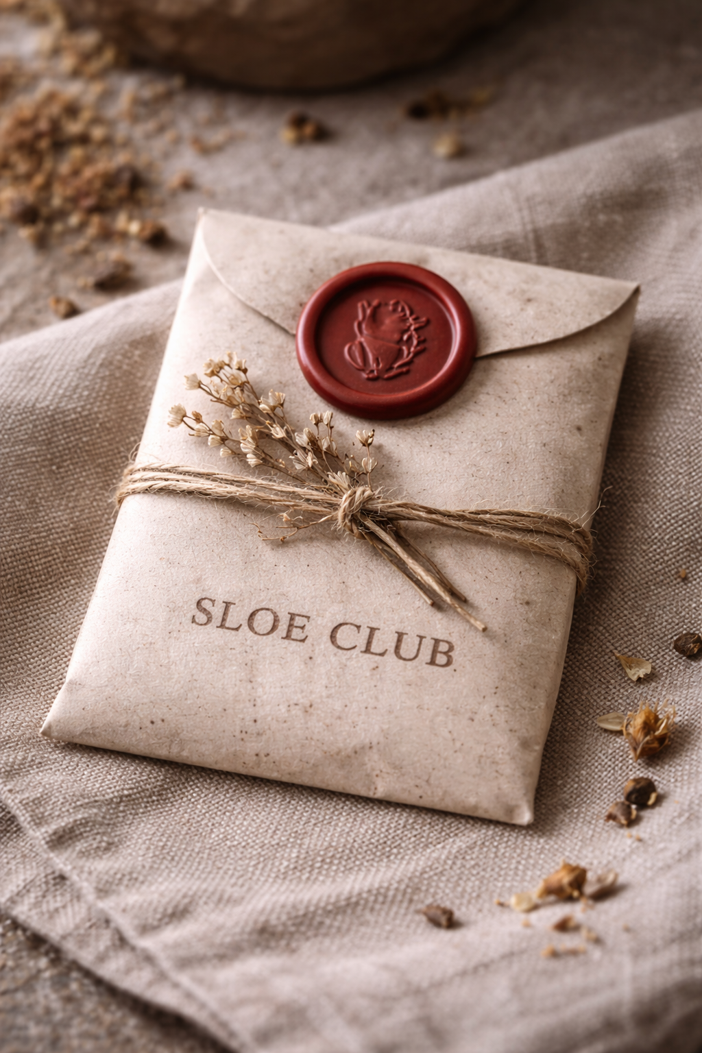 Sloe Club Hedgerow botanical refill sachet, wax-sealed Winter Citrus monthly refill blend