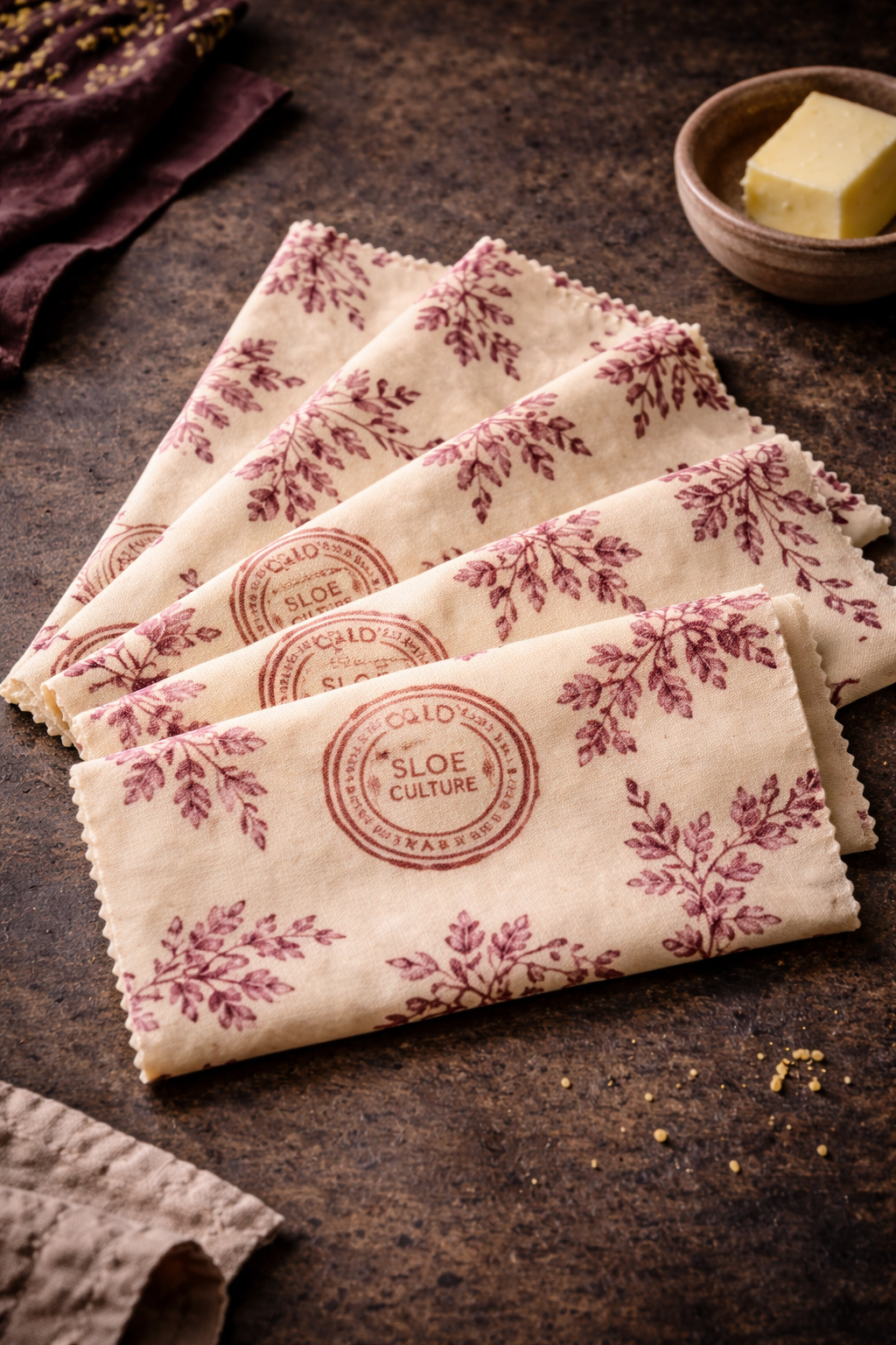 Sloe Club seasonal limited edition beeswax butter wraps, limited run finishing touch